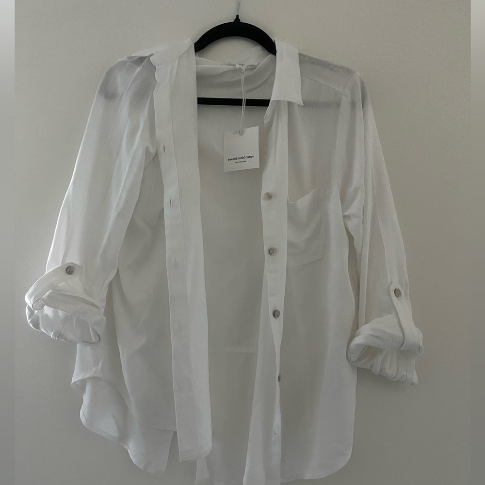White light beachy button up NWT